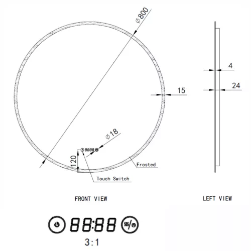 Welland Alpha LED tükör - fényerő + színhőfok állítás - Ø 80 cm