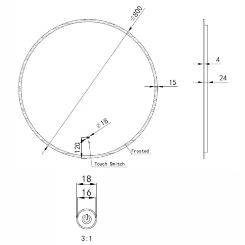 Welland Alpha LED tükör - fényerő + színhőfok állítás - Ø 80 cm