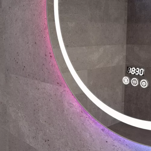 Welland Beta LED tükör - fényerő + színhőfok állítás + óra - Ø 70 cm