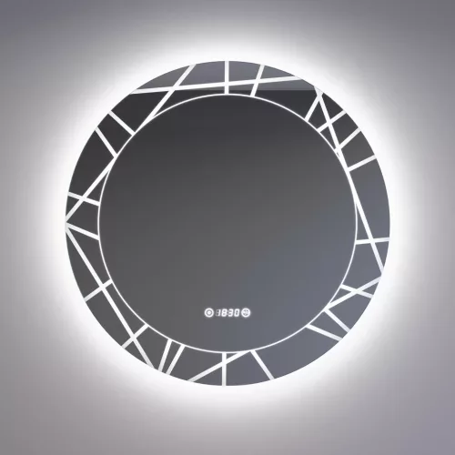 Welland Laser LED tükör - fényerő + színhőfok állítás + páramentesítő + óra - Ø 80 cm