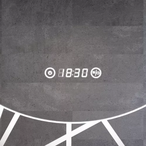 Welland Laser LED tükör - fényerő + színhőfok állítás + páramentesítő + óra - Ø 80 cm