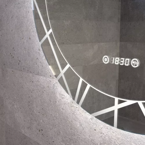 Welland Laser LED tükör - fényerő + színhőfok állítás + páramentesítő + óra - Ø 80 cm