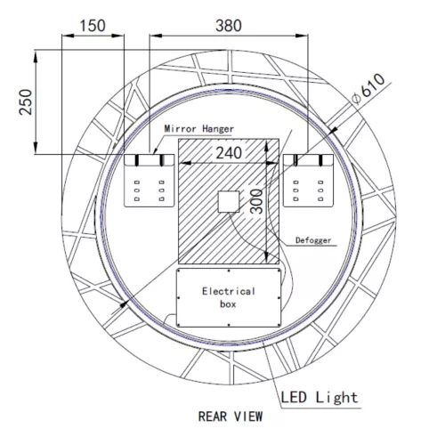 Welland Laser LED tükör - fényerő + színhőfok állítás + páramentesítő + óra - Ø 80 cm