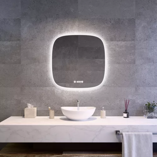 Welland Sidan LED tükör - fényerő + színhőfok állítás + páramentesítő + óra