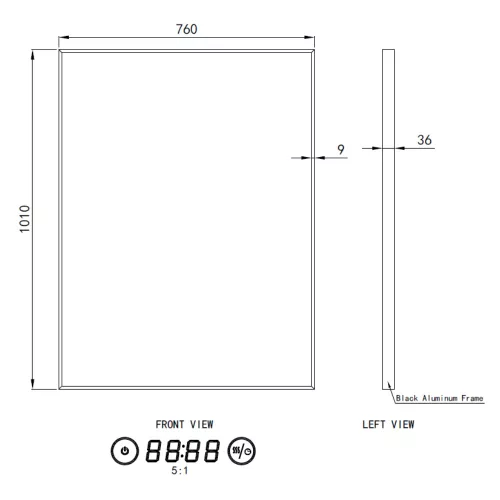 Welland Luxury-Line G776 LED tükör - fényerő + színhőfok állítás + páramentesítő + óra - 61 x 81 cm