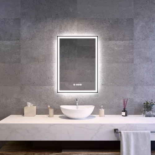 Welland Luxury-Line Como LED tükör - fényerő + színhőfok állítás + páramentesítő + óra - 50 x 70 cm