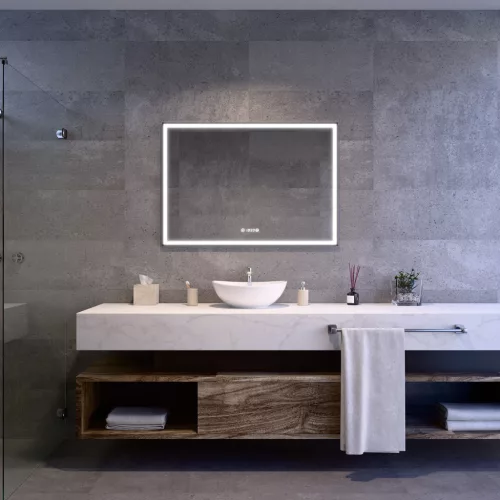 Welland Luxury-Line G800 LED tükör - fényerő + színhőfok állítás + páramentesítő + óra - 100 x 70 cm