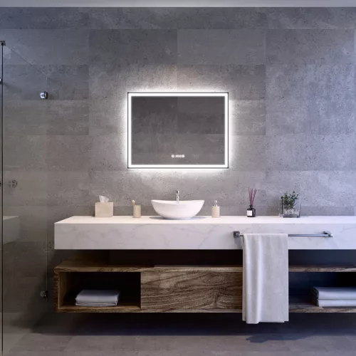 Welland Luxury-Line G800 LED tükör - fényerő + színhőfok állítás + páramentesítő + óra - 100 x 70 cm