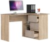 Sonoma tölgy sarok íróasztal akciós áron kihúzható billentyűzet tartóval és fiókokkal