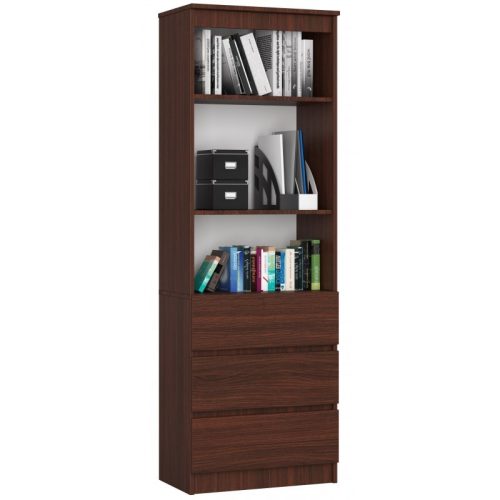 Polcos szekrény / könyvespolc fiókokkal - Akord Furniture R603SZ - wenge