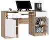 Sonoma tölgy / fehér íróasztal kihúzható billentyűzet tartóval és tárolóval
