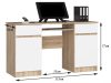 Sonoma tölgy / fehér íróasztal kihúzható billentyűzet tartóval és tárolóval