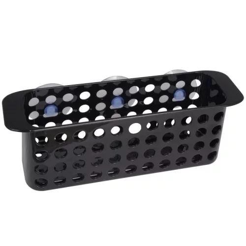 Fúrásmentes tapadókorongos fali tárolókosár fekete szín