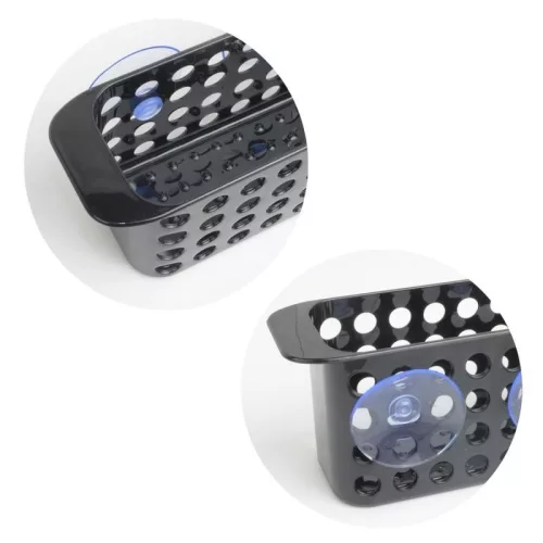 Fúrásmentes tapadókorongos fali tárolókosár fekete szín