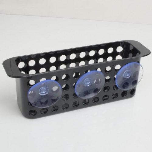 Fúrásmentes tapadókorongos fali tárolókosár fekete szín