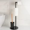 YOKA wc kefe állvány wc papír tartóval - fekete / bambusz