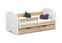   Gyerekágy ágyneműtartóval + matrac - Akord Furniture Smile - 140 x 70 cm - Sonoma tölgy / fehér