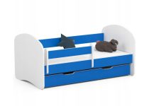   Gyerekágy ágyneműtartóval + matrac - Akord Furniture Smile - 140 x 70 cm - kék / fehér