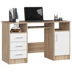   Íróasztal - Akord Furniture - 124 cm - sonoma tölgy / fehér