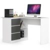 Sarok íróasztal - Akord Furniture - 124 cm - fehér / szürke (bal)