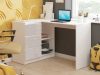 Sarok íróasztal - Akord Furniture - 124 cm - fehér / magasfényű szürke (bal)