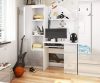 Íróasztal - Akord Furniture - 90 cm - fehér / magasfényű szürke