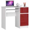 Íróasztal - Akord Furniture - 90 cm - fehér / magasfényű fekete