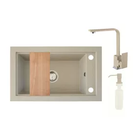 Panama P686-427B Gránit Mosogató + Design Csap + Adagoló + Deszka + Szifon (bézs)