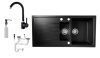 Solarys J995-50C Gránit Mosogató + Csap + Adagoló + Dugóemelő (fekete)