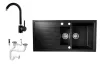 Solarys J995-50C Gránit Mosogató + Csap + Dugóemelő (fekete)