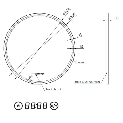 Welland Luxury-Line Como LED tükör - fényerő + színhőfok állítás + páramentesítő + óra
