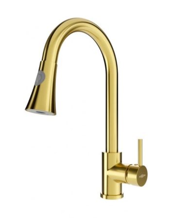 Mexen Elia kihúzható zuhanyfejes mosogató csaptelep - arany (670101-50)