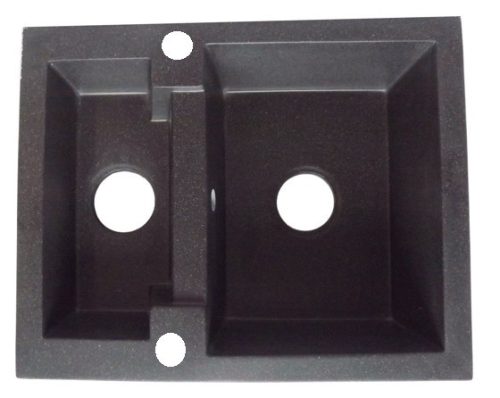 NERO Y582C Gránit Mosogató + Design csap + Adagoló + Szifon (fekete - szemcsés)