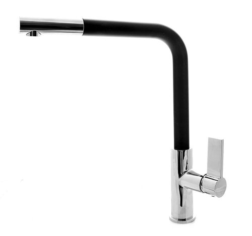 NERO Y582C Gránit Mosogató + Kihúzható csaptelep + Dugóemelő (fekete - szemcsés)