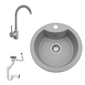 NERO M488SZ Gránit Mosogató + Csaptelep + Szifon (szürke)