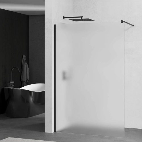 Mexen Kioto walk-in zuhanyfal - tejüveg / fekete profil - 90 cm (800-090-101-70-30)