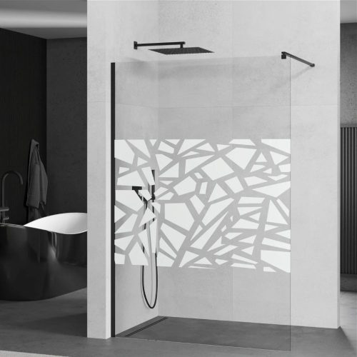Mexen Kioto walk-in zuhanyfal-átlátszó dekorbetéttel üveg/fekete profil - 100 cm (800-100-101-70-85