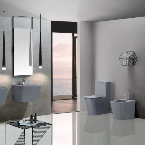 Welland Cono Rimless kompakt/monoblokk WC szett + soft-close slim WC ülőke (szürke)