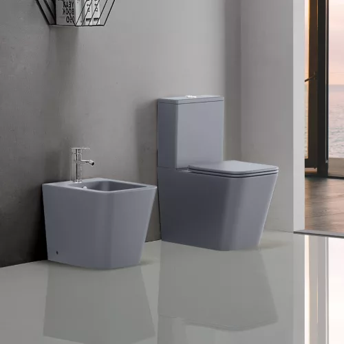 Welland Cono Rimless kompakt/monoblokk WC szett + soft-close slim WC ülőke (szürke)