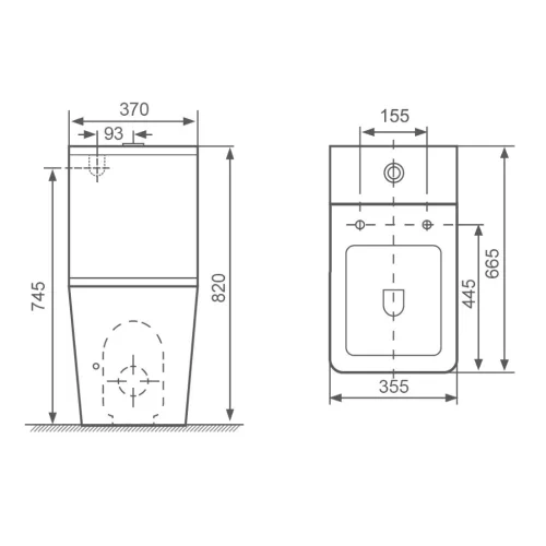 Welland Cono Rimless kompakt/monoblokk WC szett + soft-close slim WC ülőke (szürke)