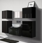   Venezia Alius A19 fürdőszobabútor szett + mosdókagyló + szifon (fényes fekete)