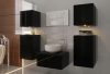 Több elemes fürdőszoba bútor szett kerámia mosdóval fekete színben
