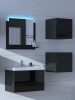 Fürdőszoba bútor szett kerámia mosdóval fekete színben