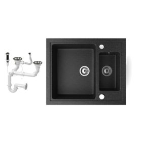 Gránit mosogató NERO Arriva + dugókiemelő (fekete)