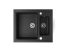 Gránit mosogató NERO Arriva + kihúzható zuhanyfejes Shower csaptelep + dugókiemelő (fekete)