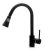 Gránit mosogató NERO Arriva + kihúzható zuhanyfejes Snake csaptelep + adagoló + dugókiemelő (matt fekete)