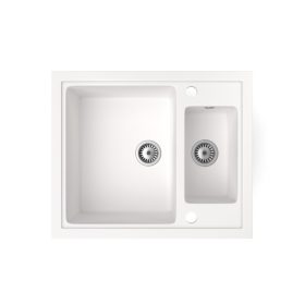 Gránit mosogató Arriva szifon készlet fehér színben