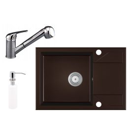 Gránit Mosogató EOS Adria + Kihúzható Shower Csaptelep + Adagoló