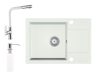 Gránit Mosogató EOS Adria + Kihúzható Linea Csap + Adagoló + Szifon (fehér)