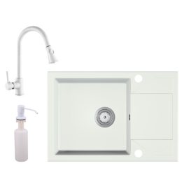 Gránit Mosogató Adria Kihúzható Snake Csapteleppel Adagolóval Szifonnal fehér színben